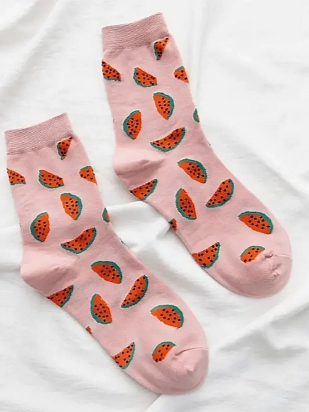 Talia Sweet Fruits Womens Crew Socks Pink Watermelon Red Gift Packaged